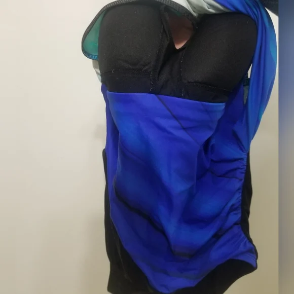 For warm vacations- EUC blue and black swimsuit - Picture 4 of 5